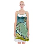 Fish Hook Worm Bait Water Hobby Spaghetti Strap Velvet Dress