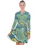 Fish Hook Worm Bait Water Hobby Long Sleeve Panel Dress