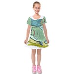 Fish Hook Worm Bait Water Hobby Kids  Short Sleeve Velvet Dress