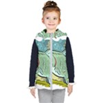 Fish Hook Worm Bait Water Hobby Kids  Hooded Puffer Vest