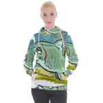 Fish Hook Worm Bait Water Hobby Women s Hooded Pullover