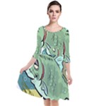 Fish Hook Worm Bait Water Hobby Quarter Sleeve Waist Band Dress