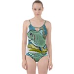 Fish Hook Worm Bait Water Hobby Cut Out Top Tankini Set