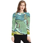 Fish Hook Worm Bait Water Hobby Women s Long Sleeve Rash Guard