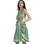 Fish Hook Worm Bait Water Hobby Sleeveless V-Neck Skater Dress with Pockets