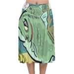 Fish Hook Worm Bait Water Hobby Velvet Flared Midi Skirt