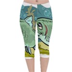 Fish Hook Worm Bait Water Hobby Velvet Capri Leggings 