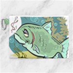 Fish Hook Worm Bait Water Hobby Canvas Cosmetic Bag (XL)