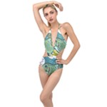 Fish Hook Worm Bait Water Hobby Plunging Cut Out Swimsuit