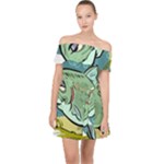 Fish Hook Worm Bait Water Hobby Off Shoulder Chiffon Dress