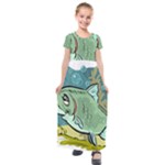Fish Hook Worm Bait Water Hobby Kids  Short Sleeve Maxi Dress