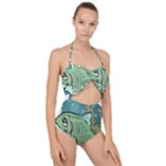 Fish Hook Worm Bait Water Hobby Scallop Top Cut Out Swimsuit