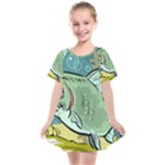 Fish Hook Worm Bait Water Hobby Kids  Smock Dress
