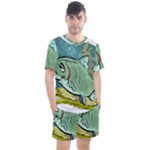 Fish Hook Worm Bait Water Hobby Men s Mesh T-Shirt and Shorts Set