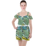 Fish Hook Worm Bait Water Hobby Ruffle Cut Out Chiffon Playsuit