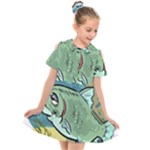 Fish Hook Worm Bait Water Hobby Kids  Short Sleeve Shirt Dress