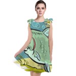 Fish Hook Worm Bait Water Hobby Tie Up Tunic Dress