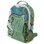 Fish Hook Worm Bait Water Hobby Flap Pocket Backpack (Small)