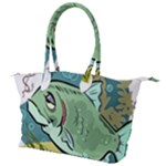 Fish Hook Worm Bait Water Hobby Canvas Shoulder Bag
