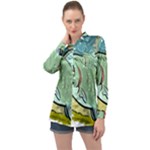 Fish Hook Worm Bait Water Hobby Long Sleeve Satin Shirt