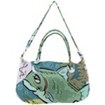 Fish Hook Worm Bait Water Hobby Removable Strap Handbag