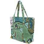 Fish Hook Worm Bait Water Hobby Zip Up Canvas Bag