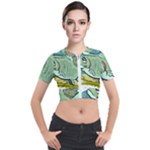 Fish Hook Worm Bait Water Hobby Short Sleeve Cropped Jacket