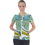 Fish Hook Worm Bait Water Hobby Short Sleeve Zip Up Jacket
