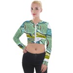 Fish Hook Worm Bait Water Hobby Long Sleeve Cropped Velvet Jacket