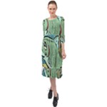 Fish Hook Worm Bait Water Hobby Ruffle End Midi Chiffon Dress