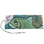 Fish Hook Worm Bait Water Hobby Roll Up Canvas Pencil Holder (S)