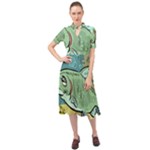 Fish Hook Worm Bait Water Hobby Keyhole Neckline Chiffon Dress