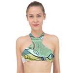 Fish Hook Worm Bait Water Hobby High Neck Bikini Top