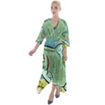 Fish Hook Worm Bait Water Hobby Quarter Sleeve Wrap Front Maxi Dress