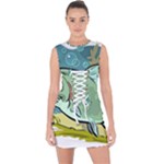 Fish Hook Worm Bait Water Hobby Lace Up Front Bodycon Dress