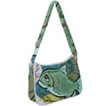Fish Hook Worm Bait Water Hobby Zip Up Shoulder Bag