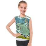 Fish Hook Worm Bait Water Hobby Kids  Mesh Tank Top