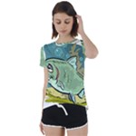 Fish Hook Worm Bait Water Hobby Short Sleeve Open Back T-Shirt