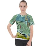 Fish Hook Worm Bait Water Hobby Women s Sport Raglan T-Shirt