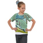 Fish Hook Worm Bait Water Hobby Kids  Mesh Piece T-Shirt