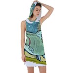Fish Hook Worm Bait Water Hobby Racer Back Hoodie Dress