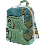 Fish Hook Worm Bait Water Hobby Zip Up Backpack