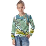 Fish Hook Worm Bait Water Hobby Kids  Long Sleeve T-Shirt with Frill 