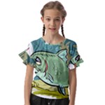 Fish Hook Worm Bait Water Hobby Kids  Cut Out Flutter Sleeves
