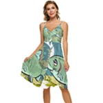 Fish Hook Worm Bait Water Hobby Sleeveless Tie Front Chiffon Dress