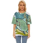 Fish Hook Worm Bait Water Hobby Oversized Basic T-Shirt