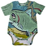Fish Hook Worm Bait Water Hobby Baby Short Sleeve Bodysuit