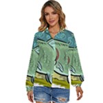 Fish Hook Worm Bait Water Hobby Women s Long Sleeve Button Up Shirt
