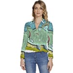 Fish Hook Worm Bait Water Hobby Women s Long Sleeve Revers Collar Cropped Jacket