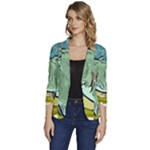 Fish Hook Worm Bait Water Hobby Women s One-Button 3/4 Sleeve Short Jacket